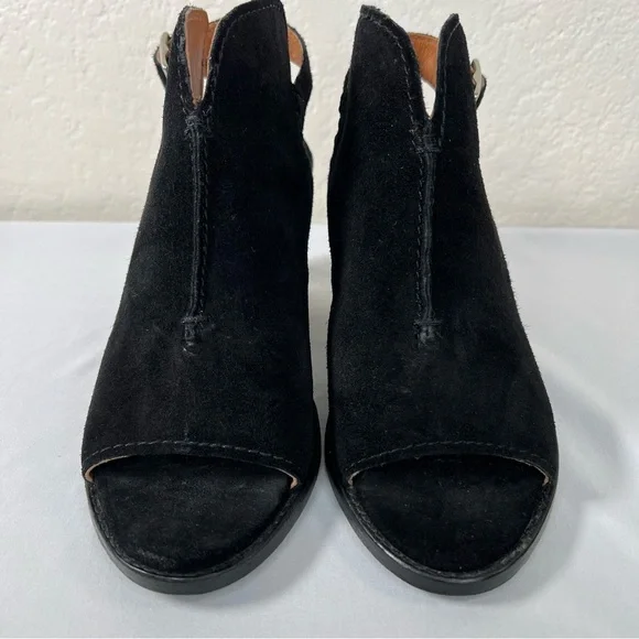 Frye Courtney Slingback Peep Toe Leather Block Heeled Sandals Mules Size 6.5 - Picture 3 of 13
